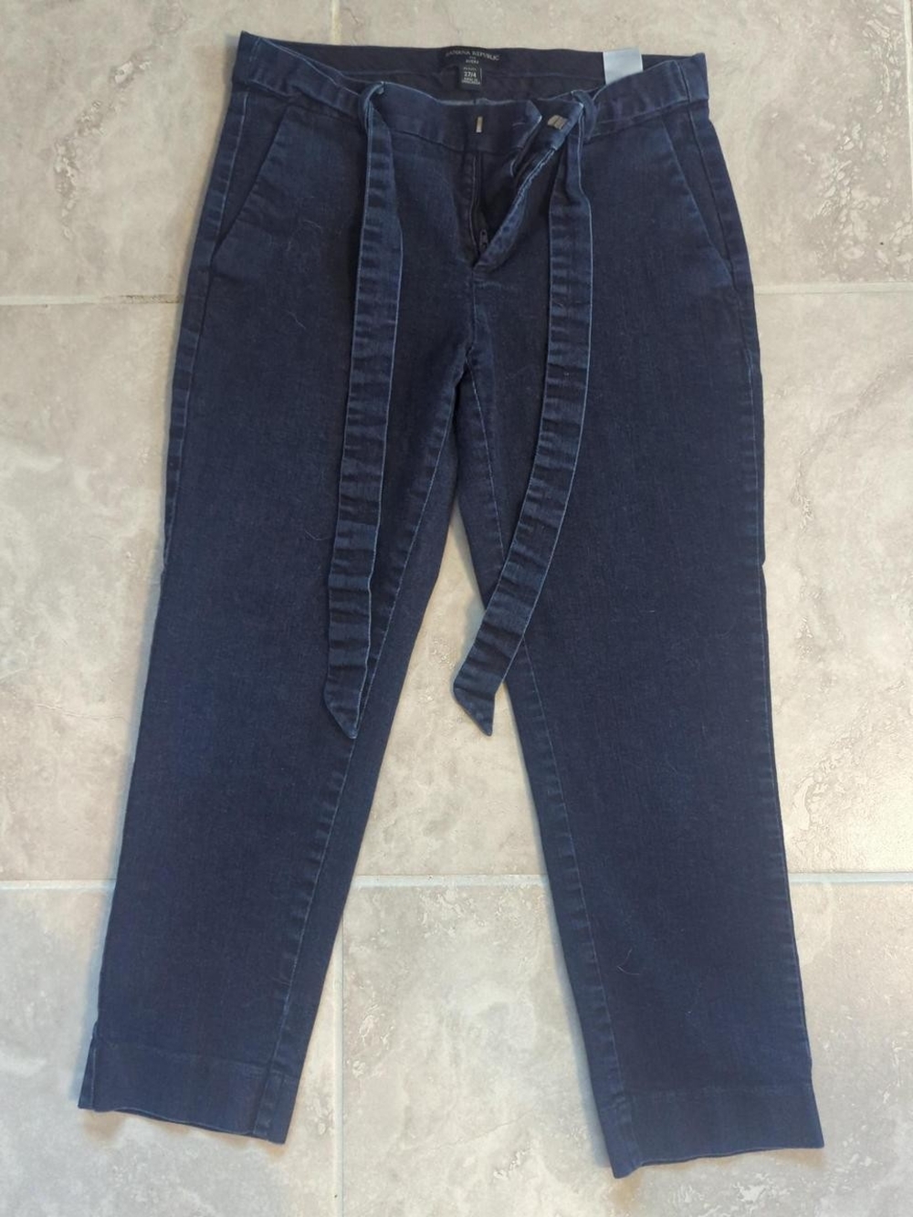 Banana Republic Navy Tie-Waist Cropped Jeans